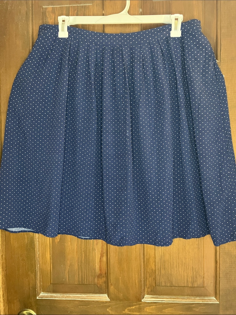 Forever 21 Navy Blue Polka Dot Skater Knee Length Skirt-2x